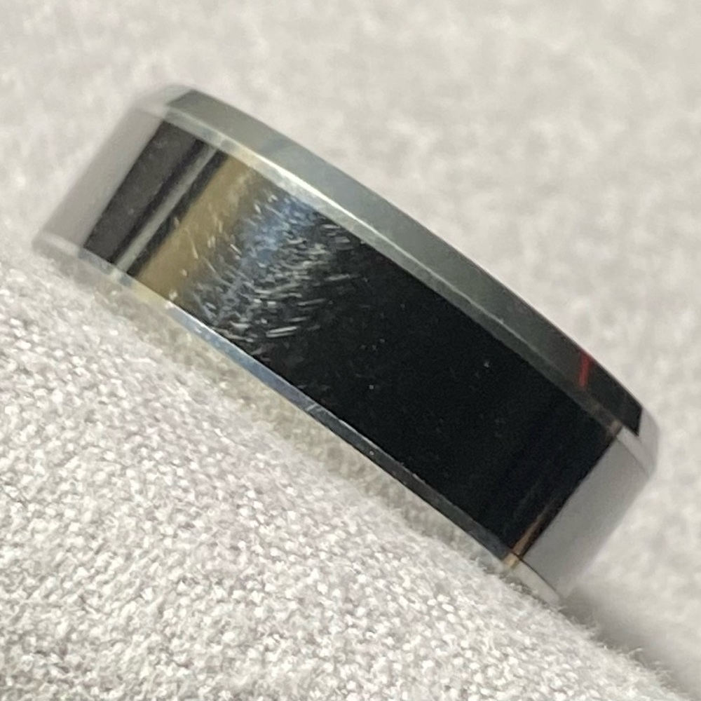 Black/Silver Tungsten Carbide 850/Ceramic Wedding Band